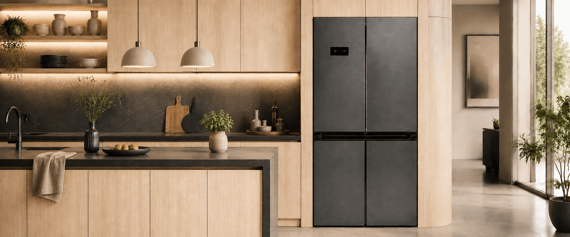 REFRIGERATEUR SIDE BY SIDE 84 CM DARK INOX AVEC AFFICHEUR 620 L TOTALEMENT NO FROST INFINITY